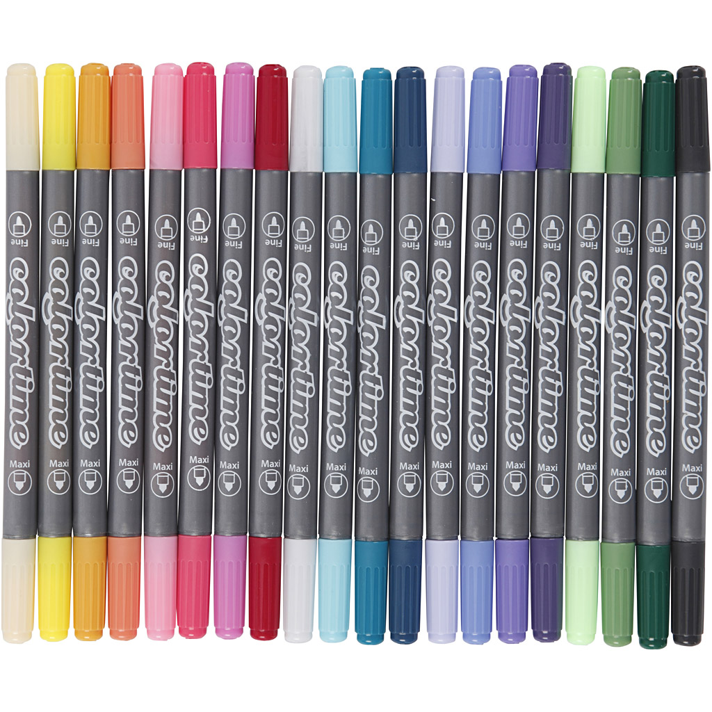 Tuschpennor Dubbelspets 20-pack Pastellfärger