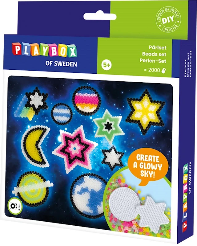 Helmisetti Tähtitaivas pimeässä loistava 2000 kpl Playbox