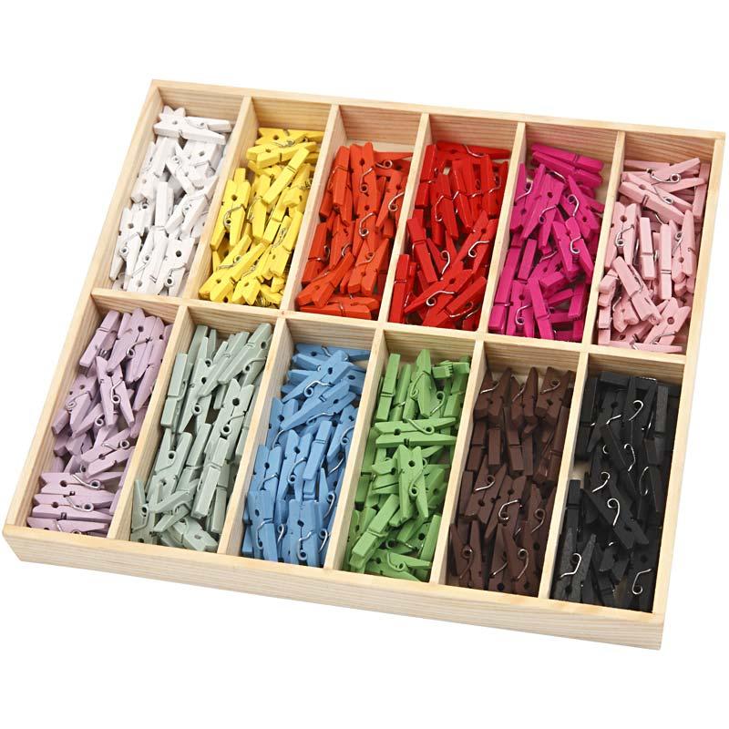 Klädnypor Mini Målade i olika färger 2,5 cm 288-pack