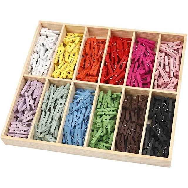 Klädnypor Mini Målade i olika färger 2,5 cm 288-pack