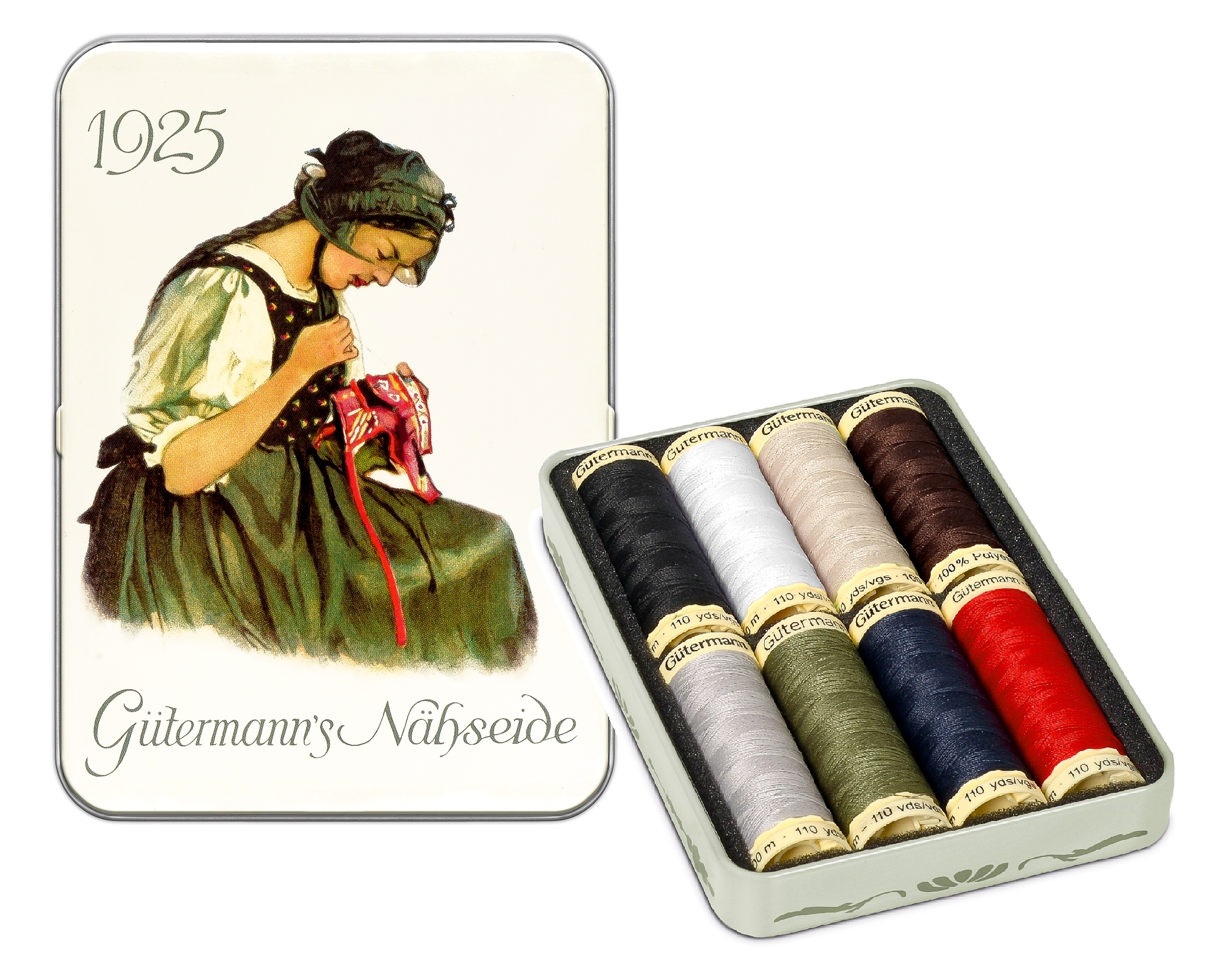 Trådset 100 M Nostalgi Box 8 rullar Gütermann