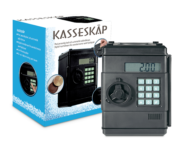 Tuotekuva 3 - Kassakaappi, jossa koodi ja saldo (SEK)