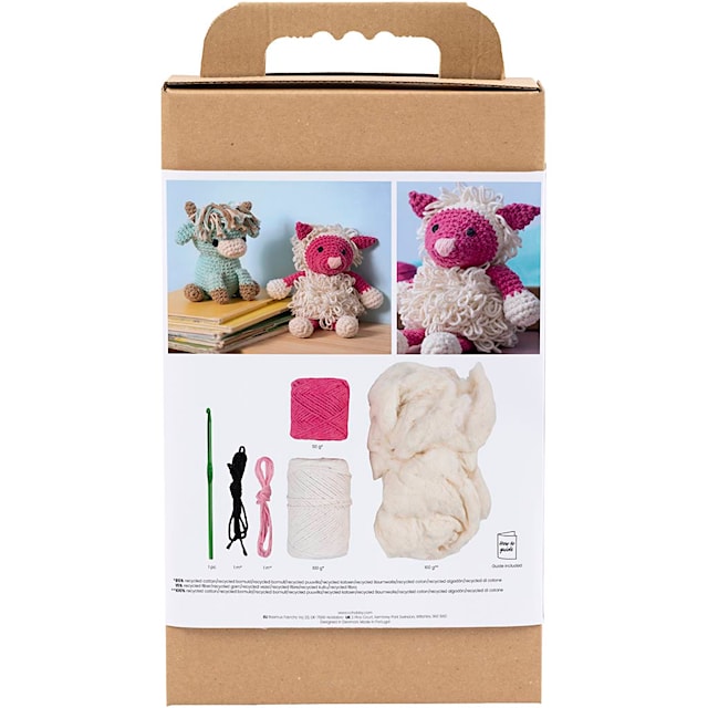 Tuotekuva 2 - Askartelusetti Amigurumi , Lammas, pinkki, luonnonvalkoinen, 1 pkk/ 1 pkt