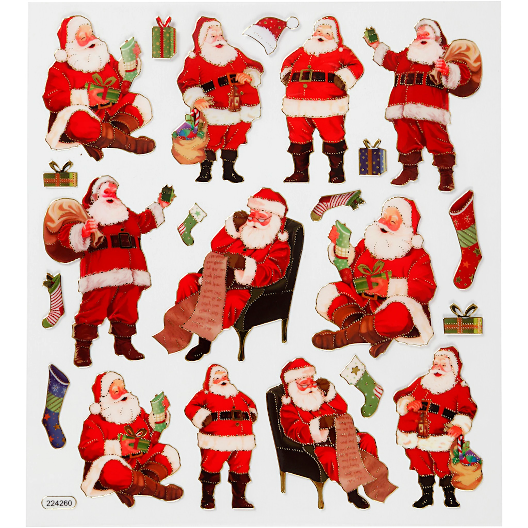 Produktbild för Klistermärken klassisk tomte 15x16,5 cm 1 ark