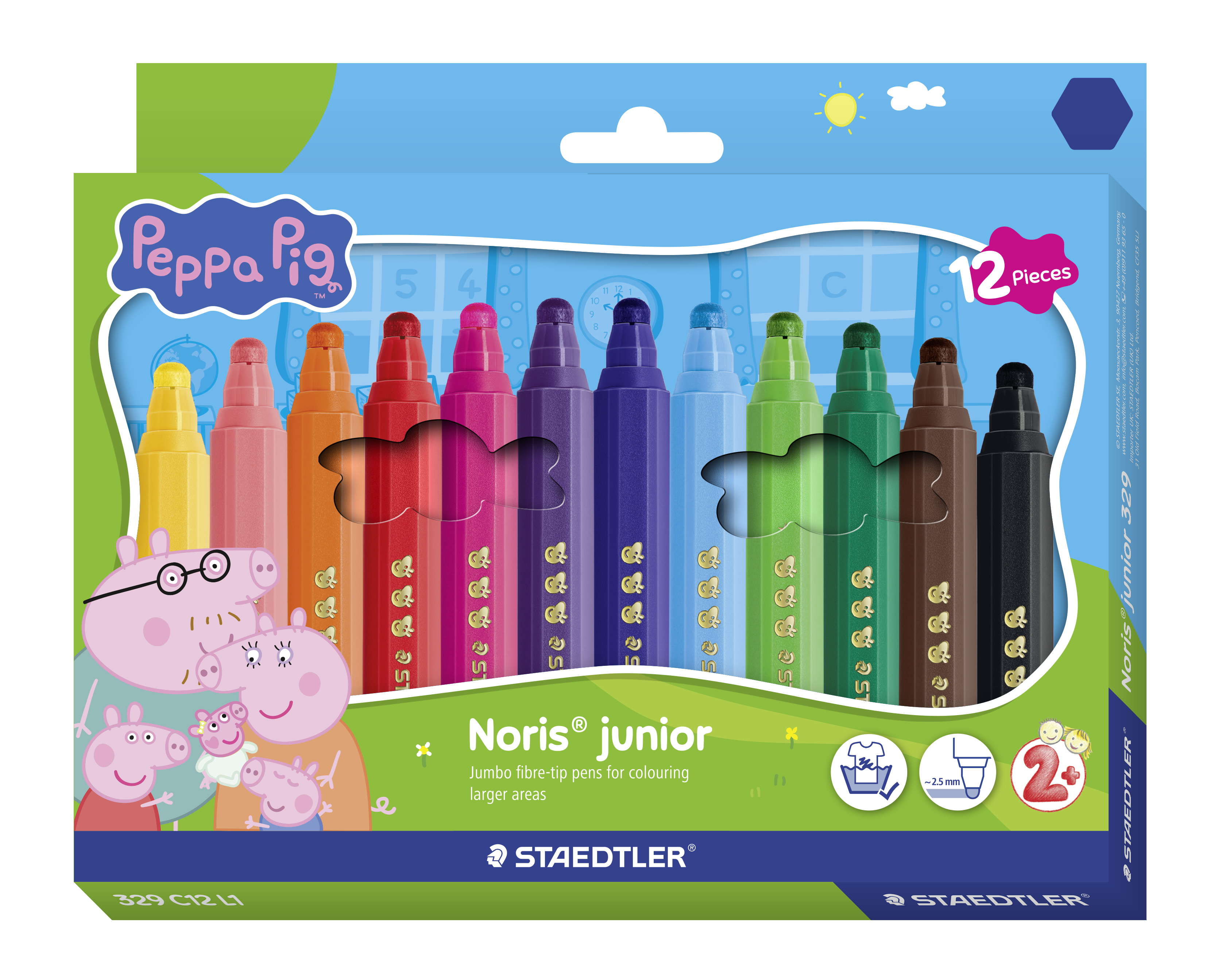 Greta Gris Jumbo Tusch 12 Blandade Färger Staedtler