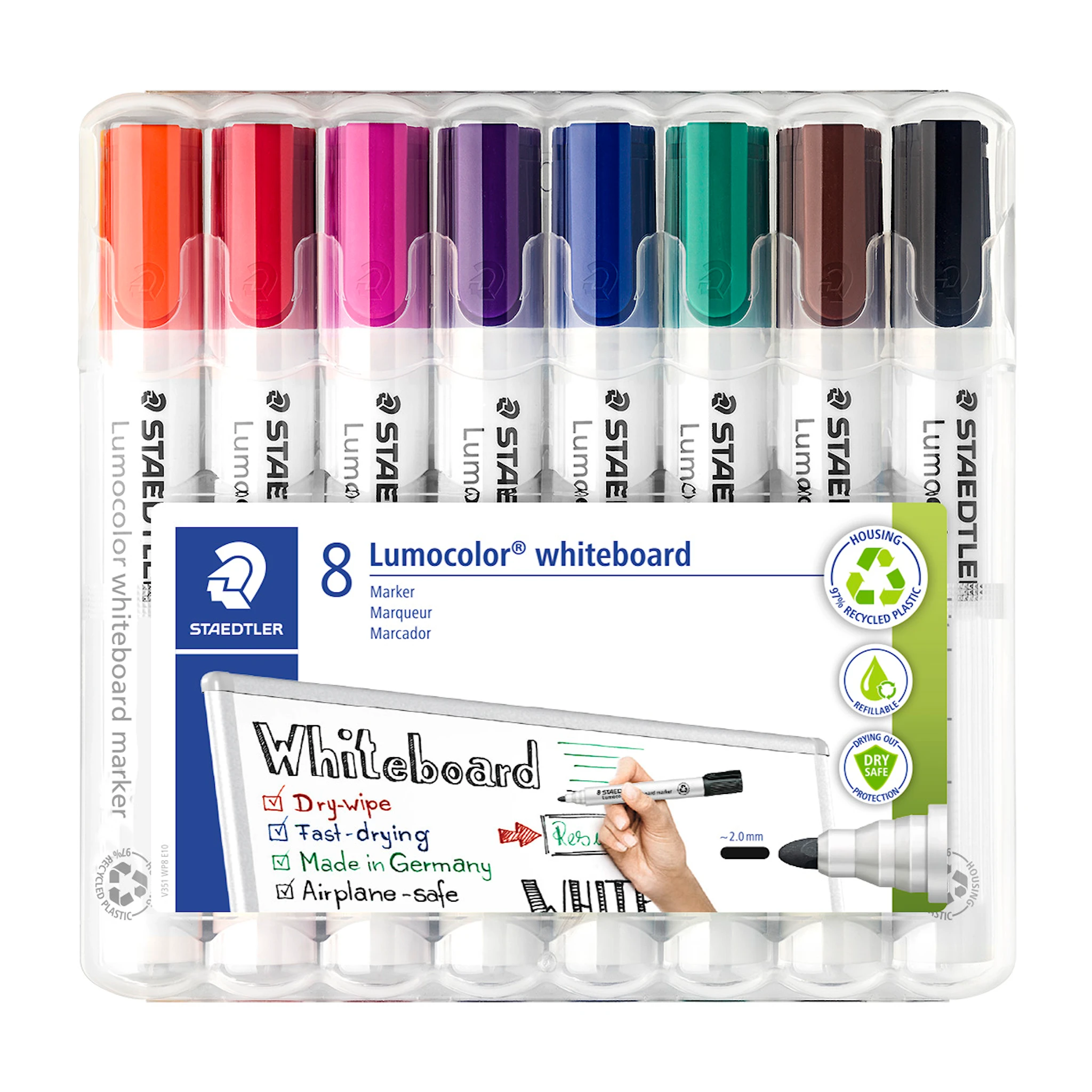 Produktbild för Lumocolor whiteboardpennor 8-pack Staedtler