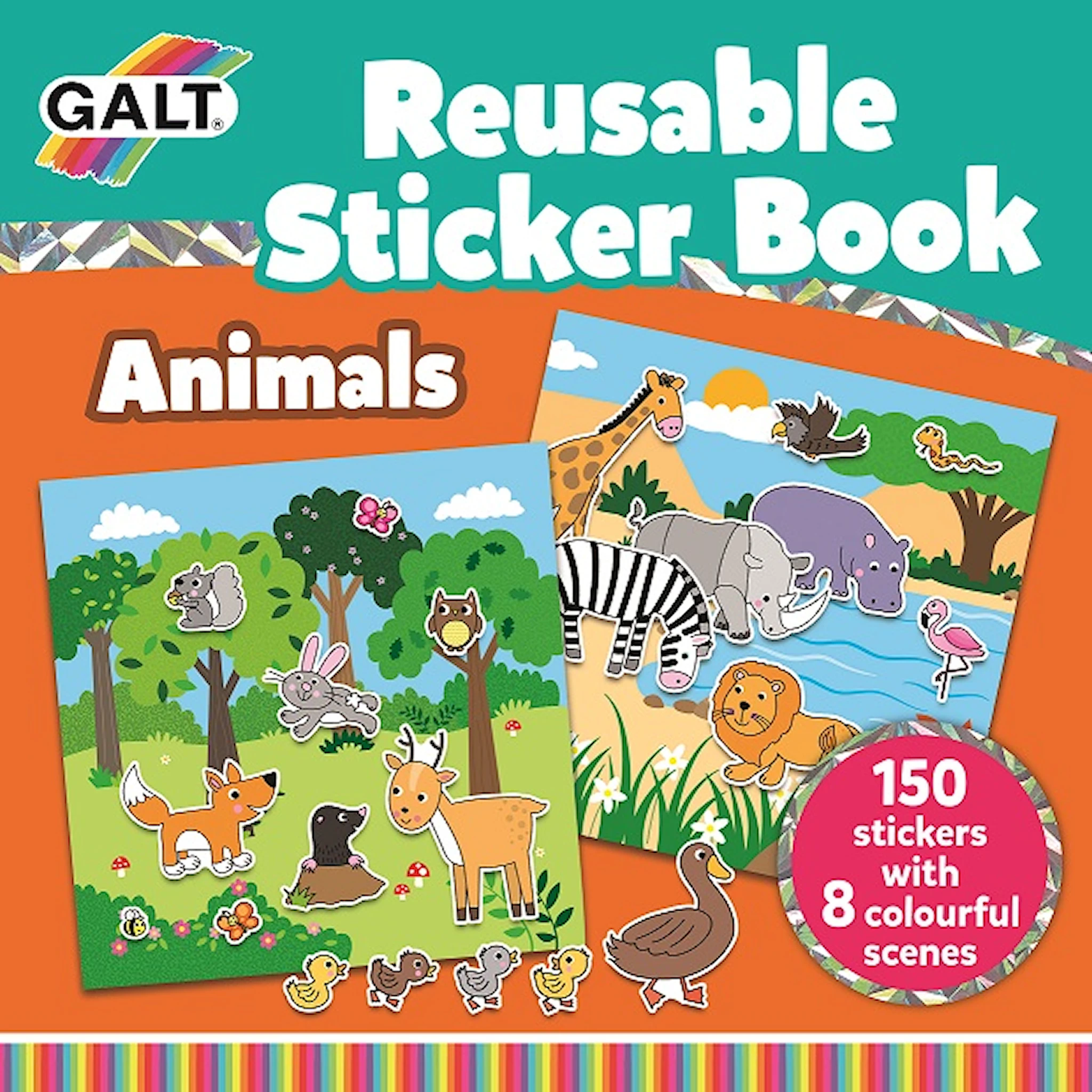 Produktbild för Galt Stickerbok Djur - Klistermärken Återanvändningsbara