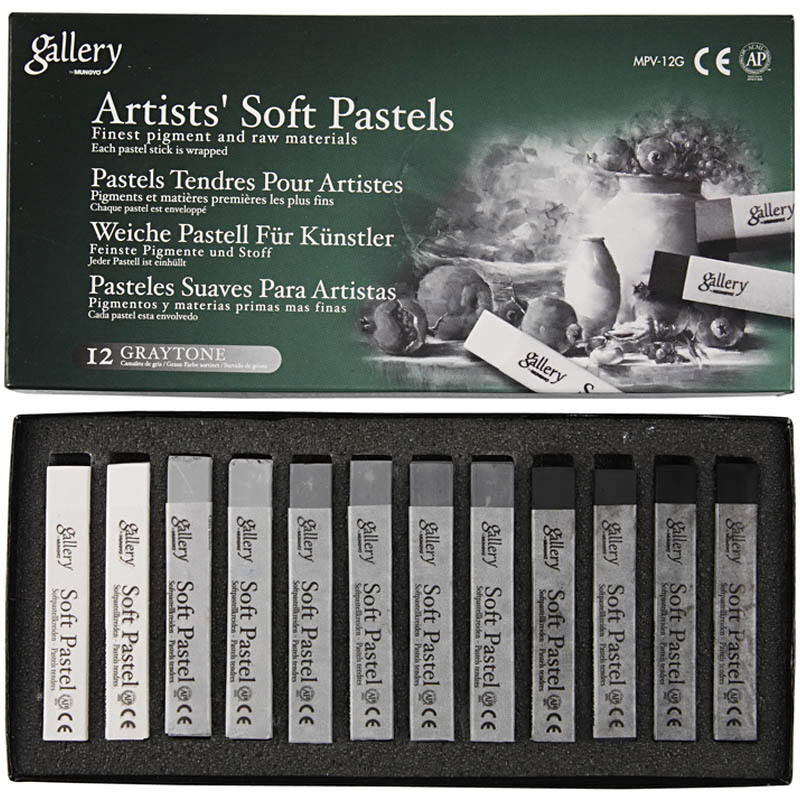 Gallery Torrpastell, L: 6,5 cm, tjocklek 10 mm, svart/vit harmoni, 12 st./ 1 f&ouml;rp.