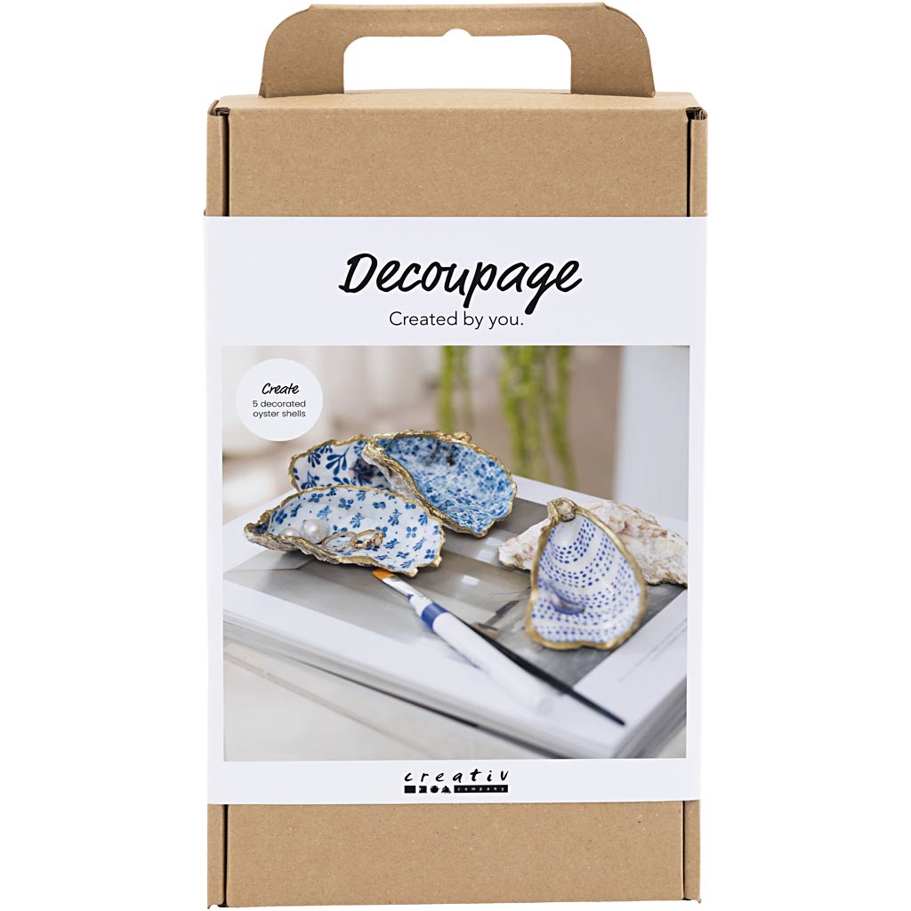 DIY Kit Decoupage, Ostronskal, blå, 1 förp.