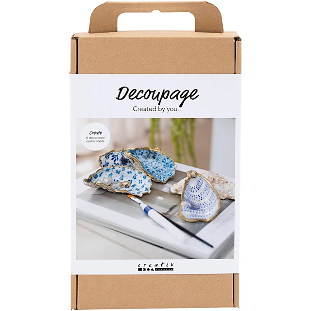 DIY Kit Decoupage, Ostronskal, blå, 1 förp.