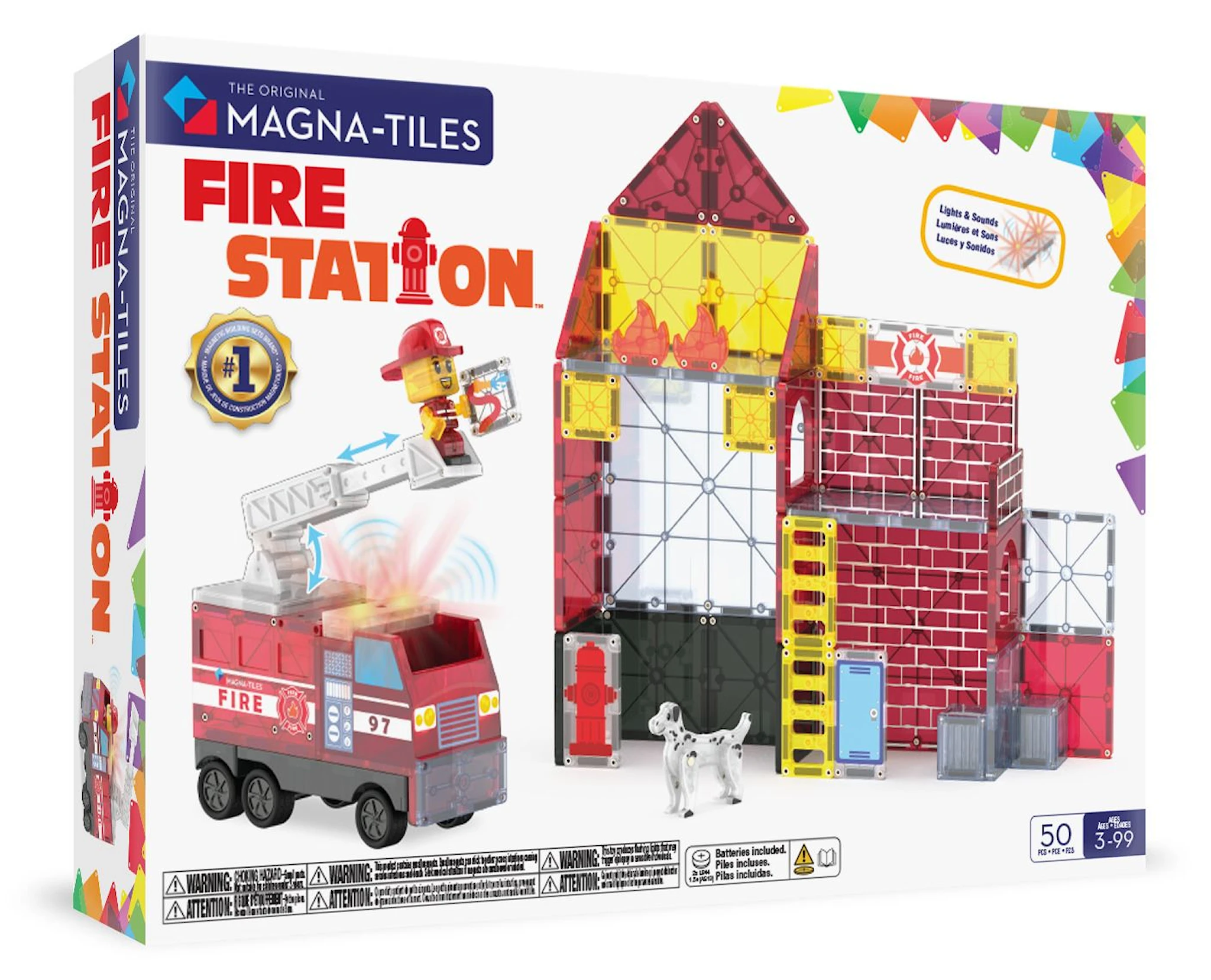Tuotekuva ille Magna-Tiles Paloasema Magneettiset Rakennuspalikat 50 Palaa