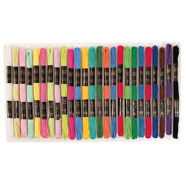 Broderigarn olika färger 100% bomull 8 m 25-pack Playbox