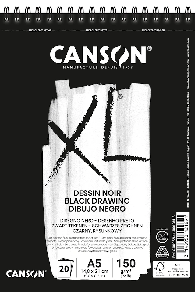 Canson XL Dessin Noir 20 Arkkia 150 g A5