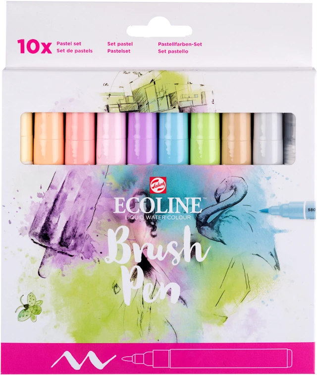 Ecoline Brush Pen Pastell Set med 10 Pennor