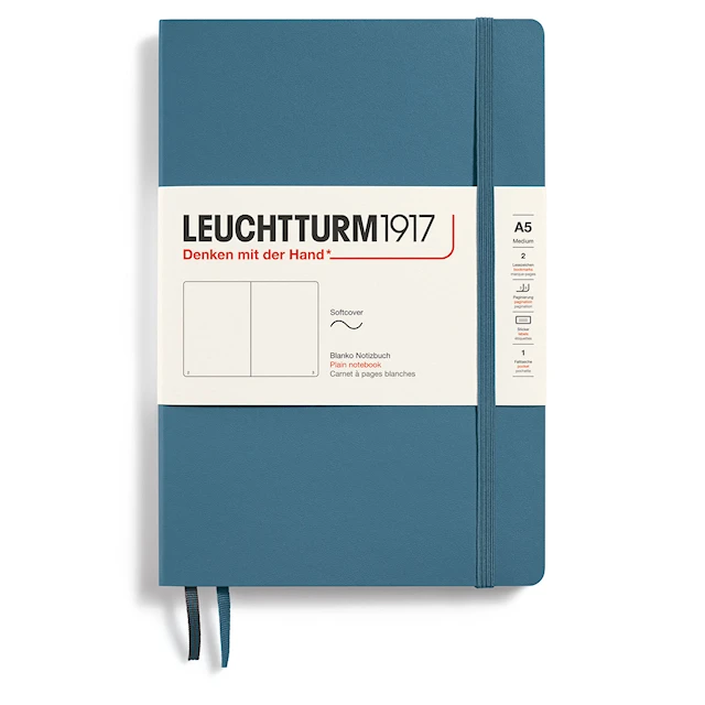 Anteckningsbok A5 Soft Olinjerad Stone Blue Leuchtturm1917