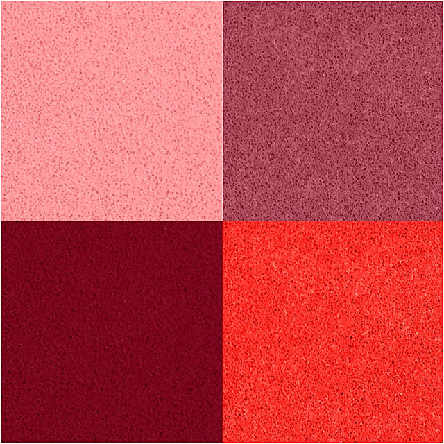 Tuotekuva 4 - Leimasintyyny, Kork. 2 cm, koko 3,5x3,5 cm, persikka, pinkki, vaaleanrosa, tummanrosa, 4 kpl/ 1 pkt