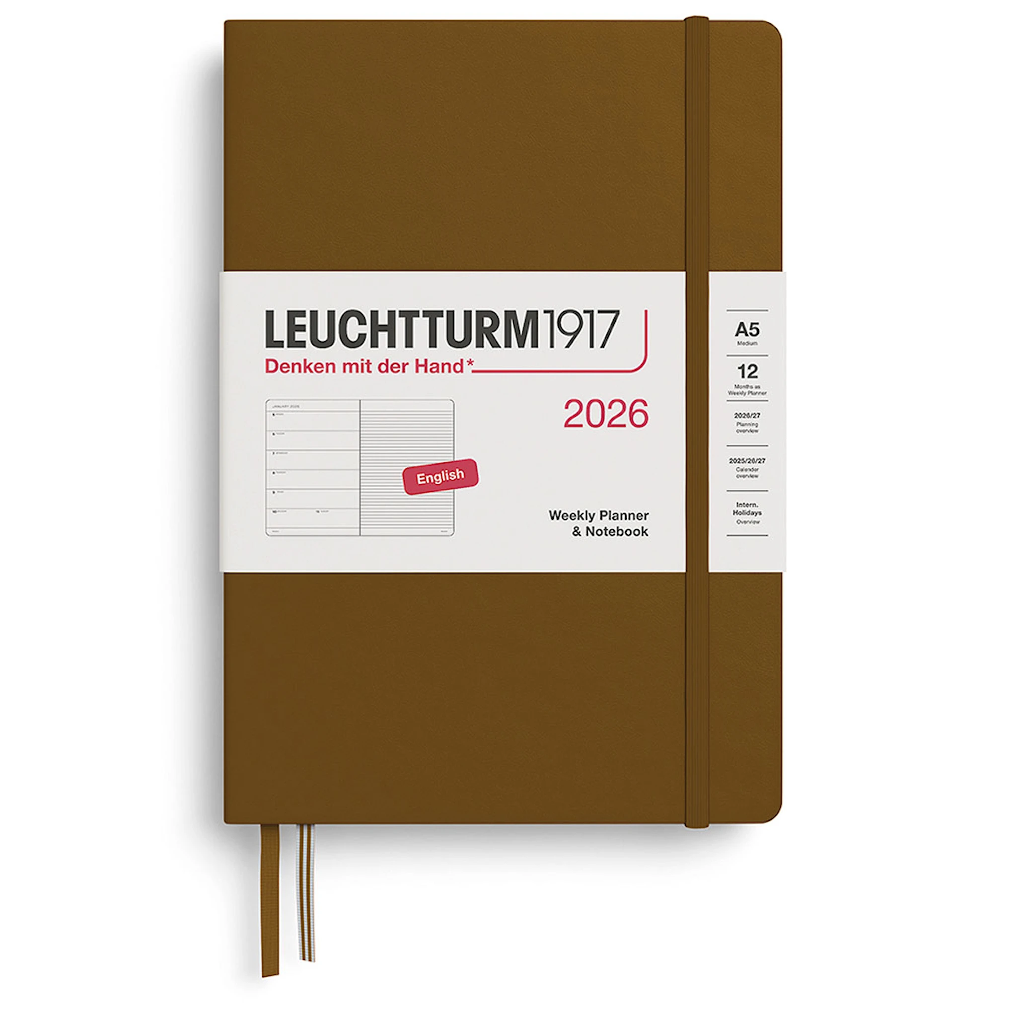 Tuotekuva ille Weekly Planner & Notebook 2026 A5 Spice Brown Leuchtturm1917