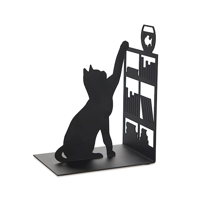 Bookend Fishing Cat Black Metallia Balvi