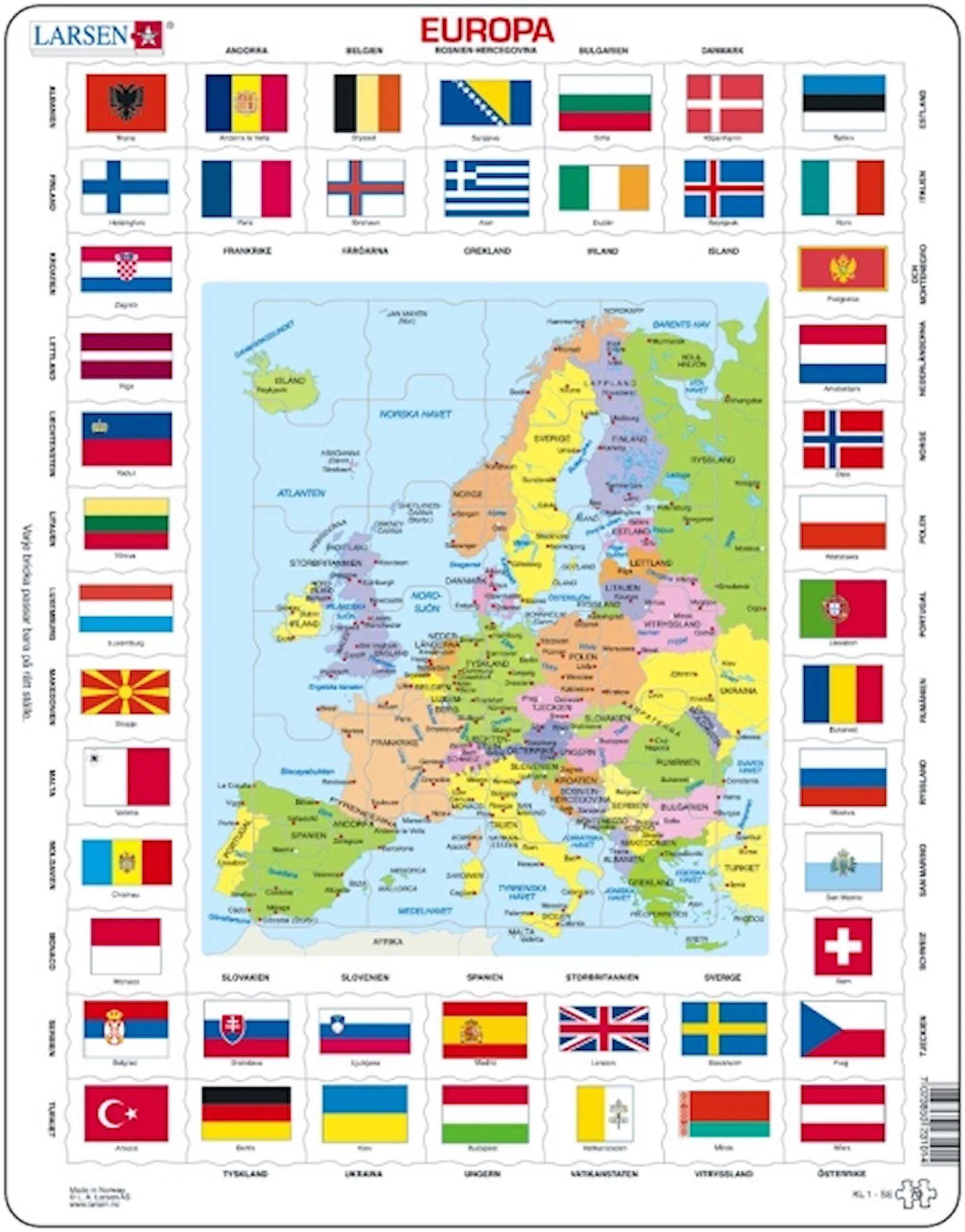 Produktbild för Karta Europa liten Larsen
