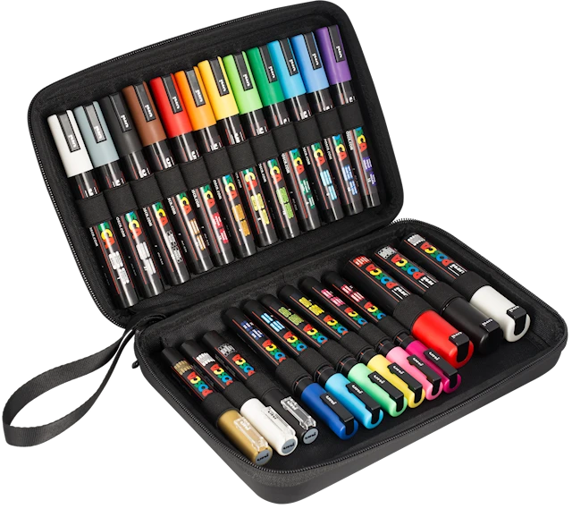 Posca Giftcase 24 st Pennor I Olika Färger Och Linjebredd