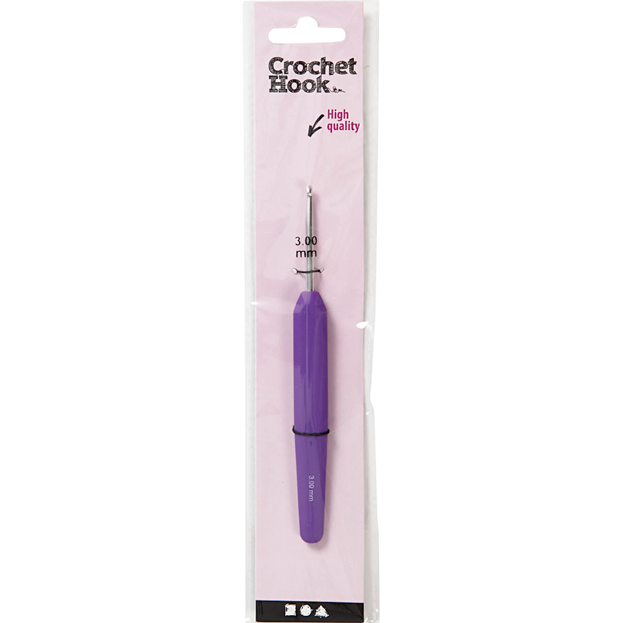 Tuotekuva ille Virkkuukoukku, nro 3, Pit. 13,3 cm, koko 3 mm, violetti, 1 kpl