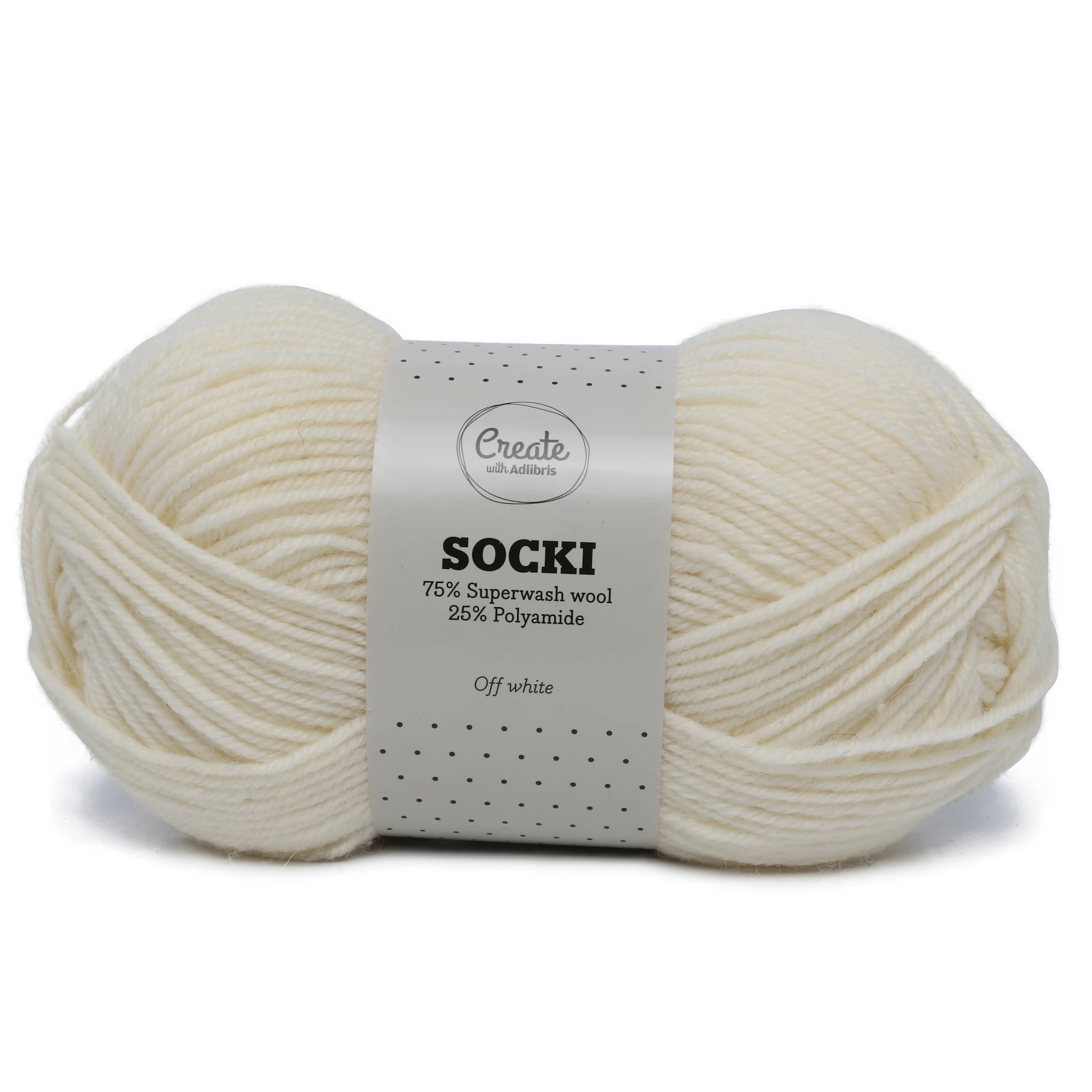 Produktbild för Socki Garn Enfärgade Ullmix 100 g Off White A043 Adlibris