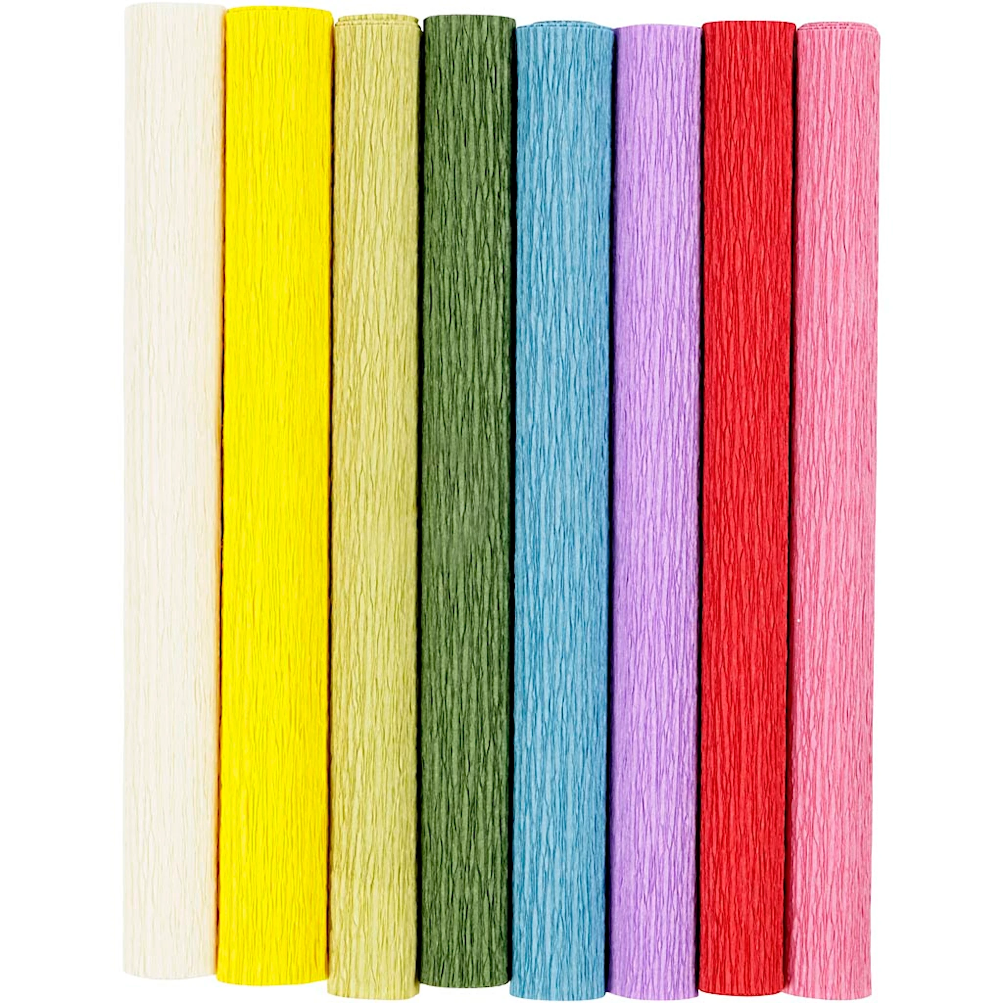 Produktbilde for Kreppapir, ark 25x60 cm, Strekk-/krep: 180%, 105 g, standardfarger, 8 ark/ 1 pk.