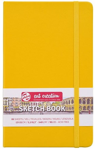 Skissbok Golden Yellow 13x21 cm 140g 80 creme vita sidor Talens Art Creation