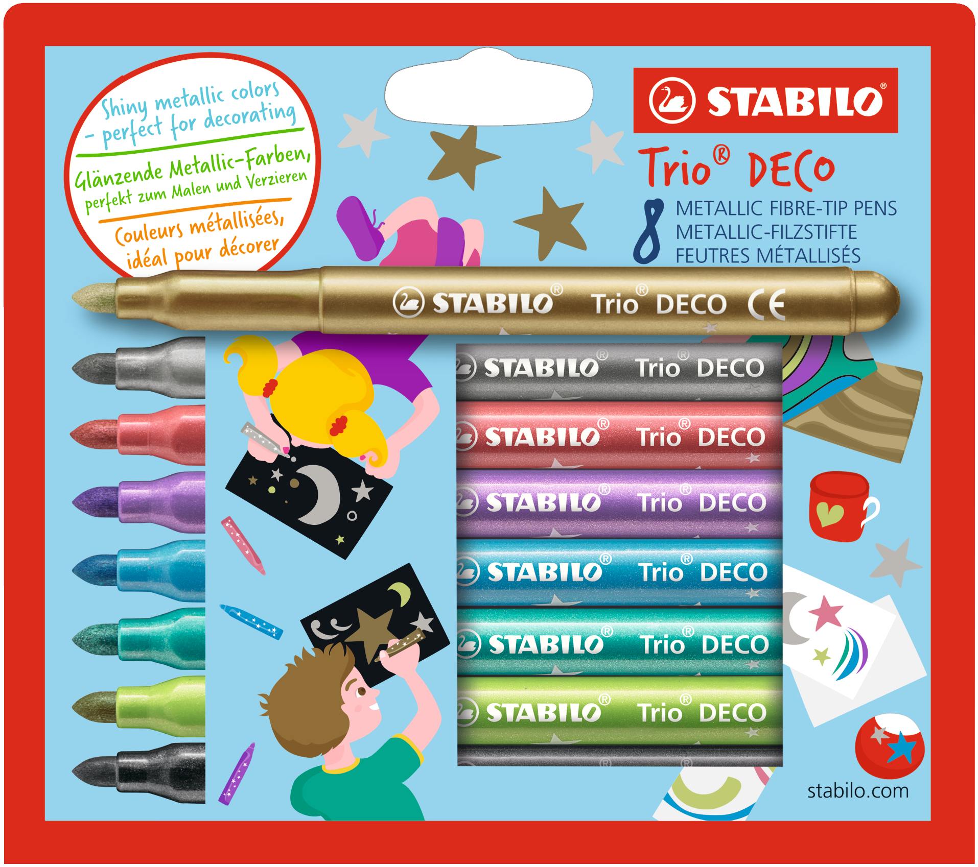 Tuschpennor Trio Deco Metallic 8-pack STABILO