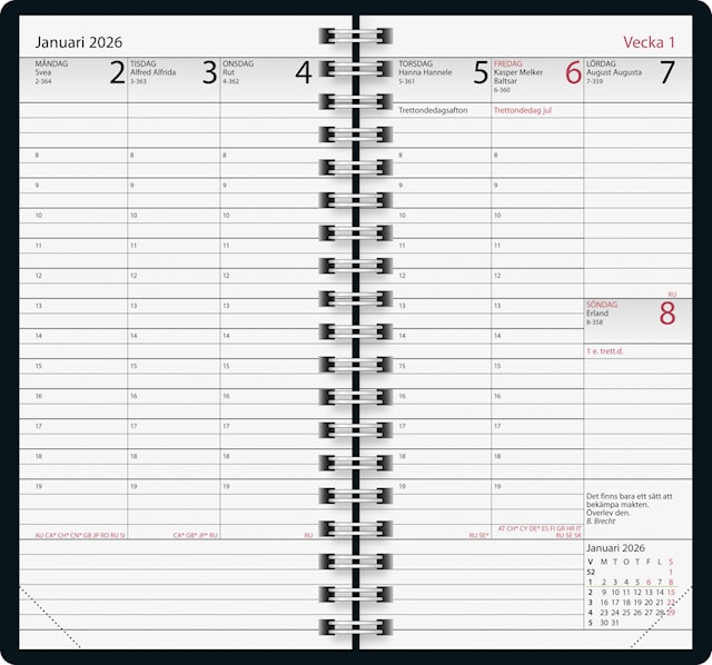 Produktbild 2 för Kalender Manager 2026 Röd Almanacksförlaget