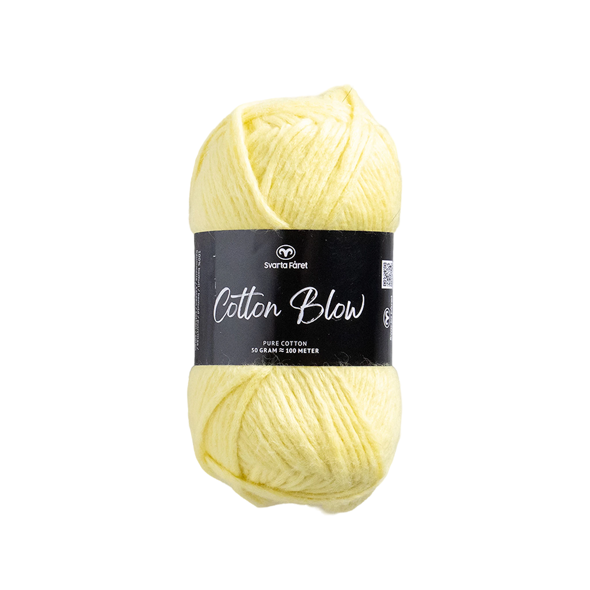 Produktbild för Cotton Blow Bomullsgarn 50 g Mellow Yellow 013 Svarta Fåret