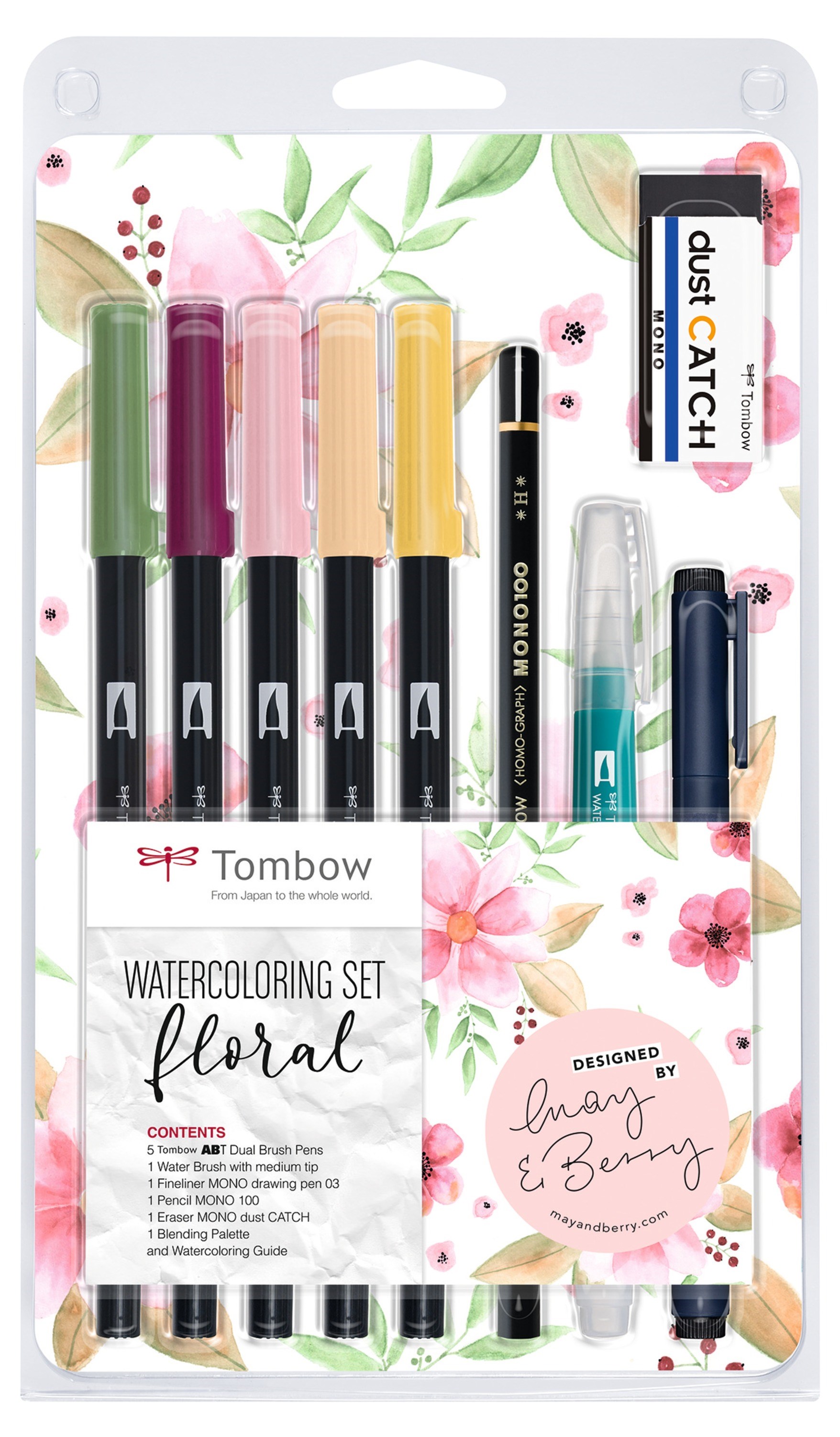 Penselpenna ABT Dual Brush set Floral 9 delar Tombow