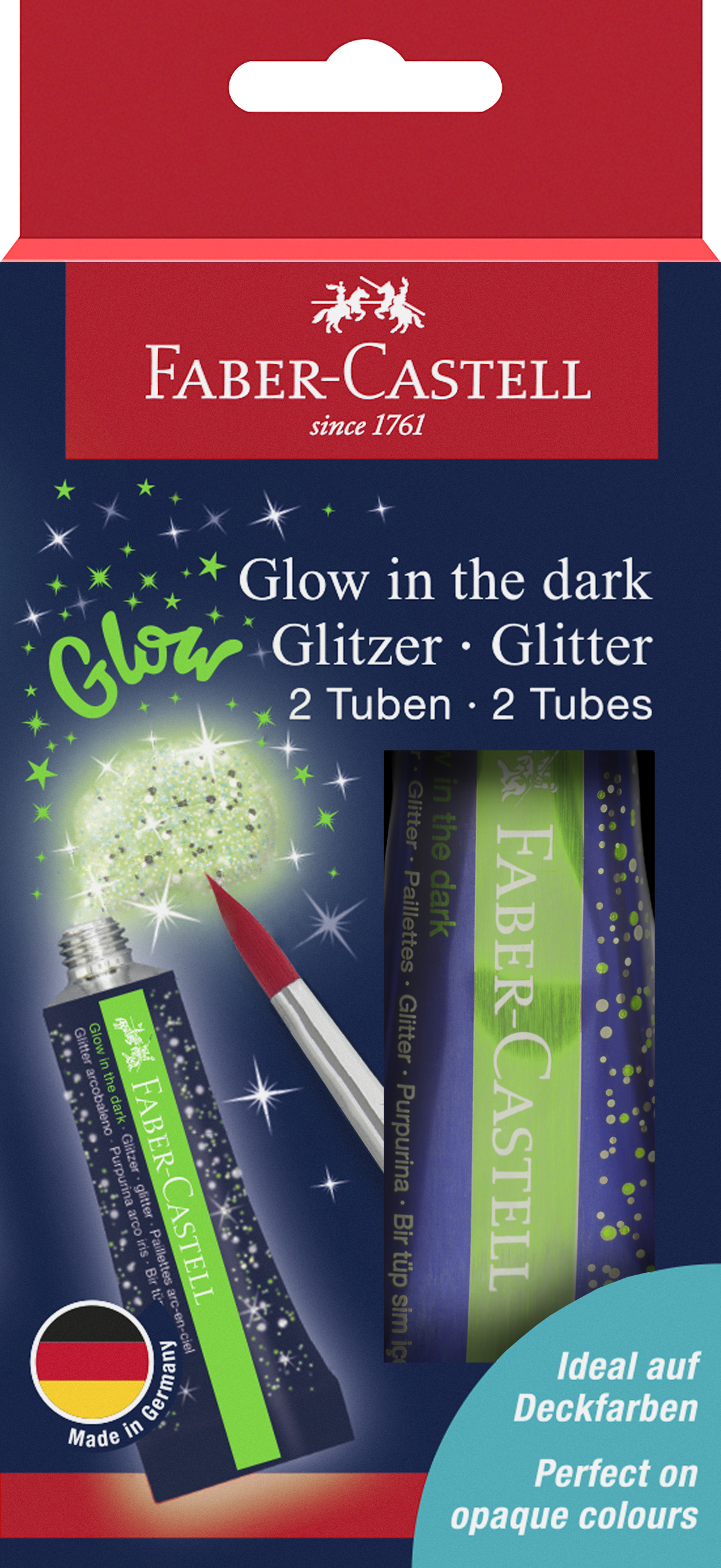 Glow-in-the-dark-glitter i tub 12 ml 2-pack