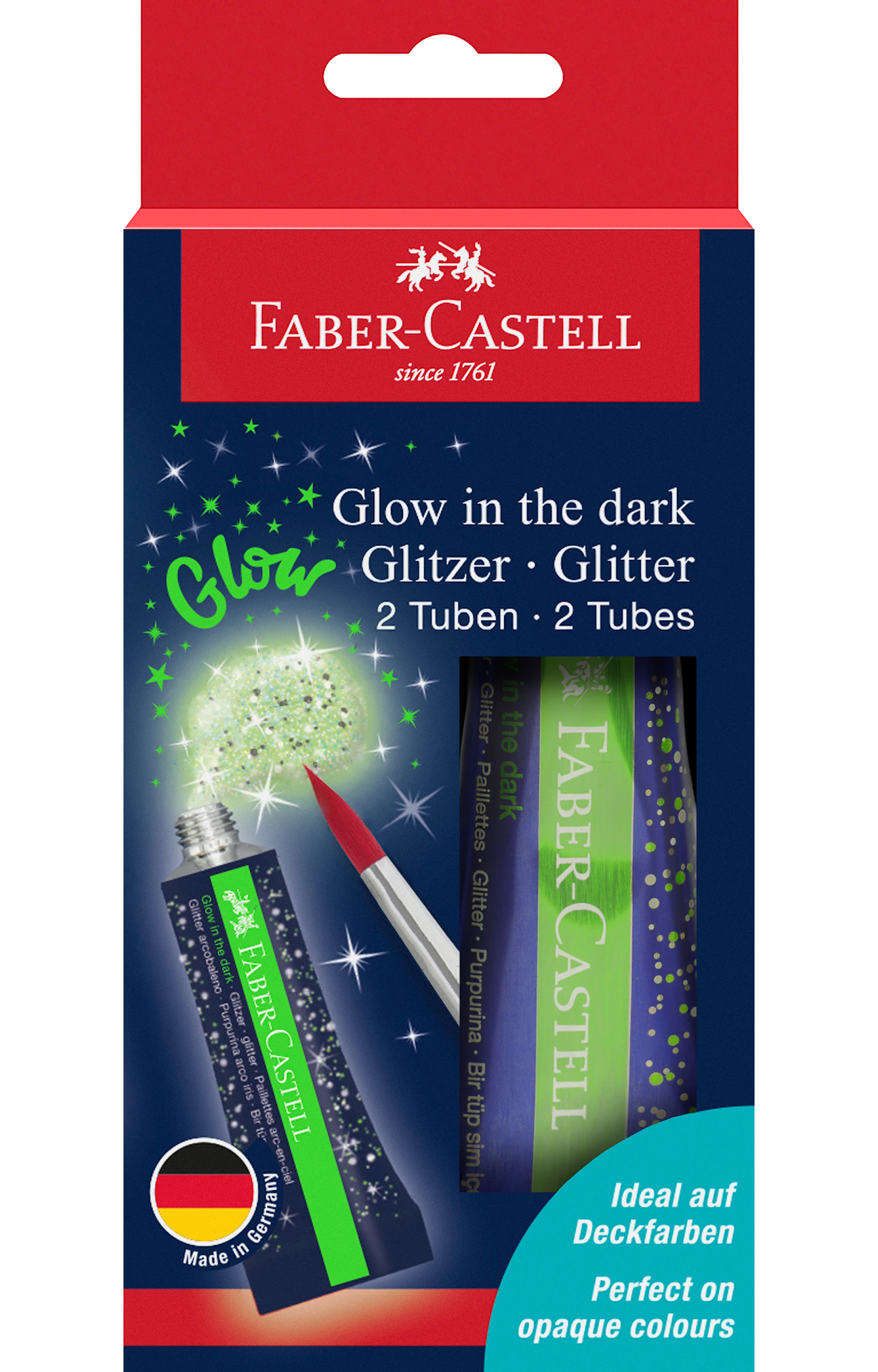 Produktbild för Glow-in-the-dark-glitter i tub 12 ml 2-pack