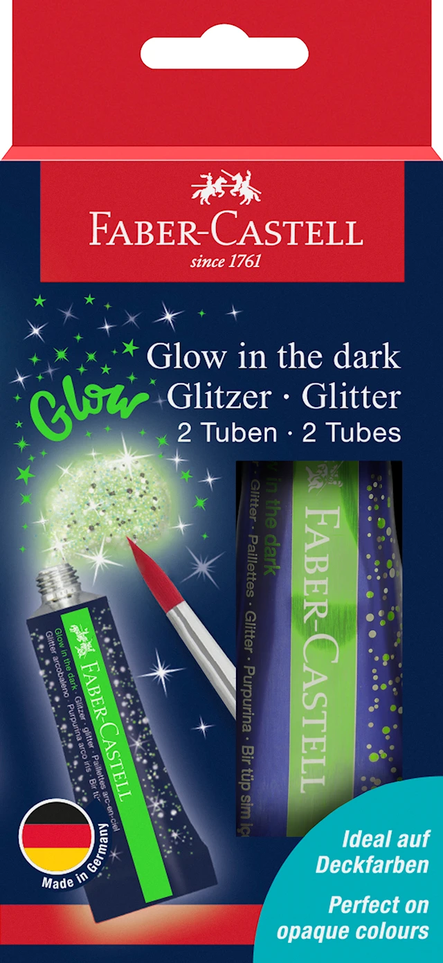 Glow-in-the-dark-glitter i tub 12 ml 2-pack