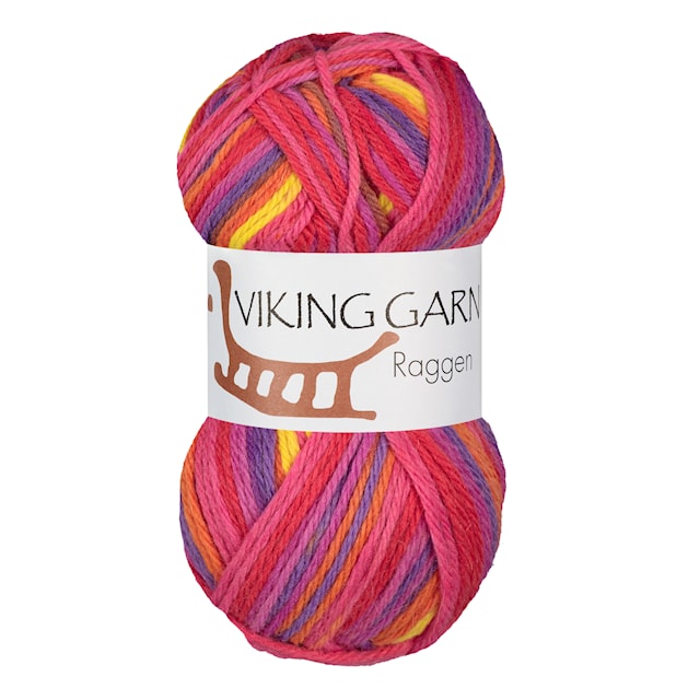 Tuotekuva 1 - Raggen 150 g Multiväri keltainen/kirsikka 741 Viking Garn