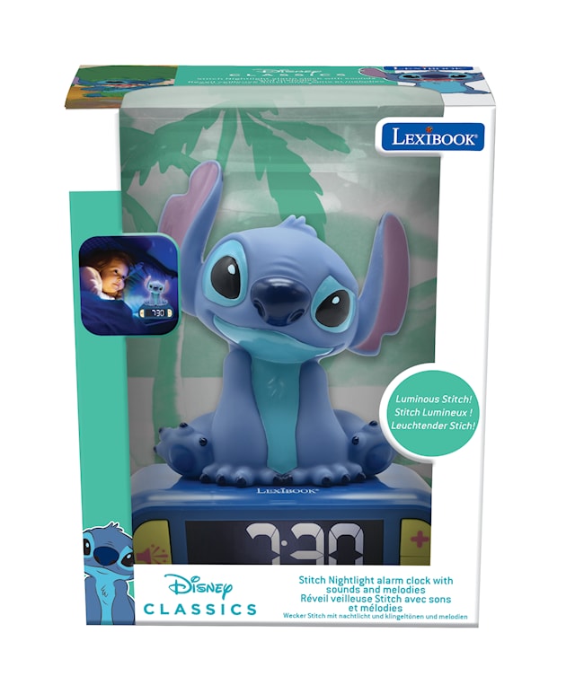 Produktbild 6 för Disney Stitch Väckarklocka med Nattljus och Ljud