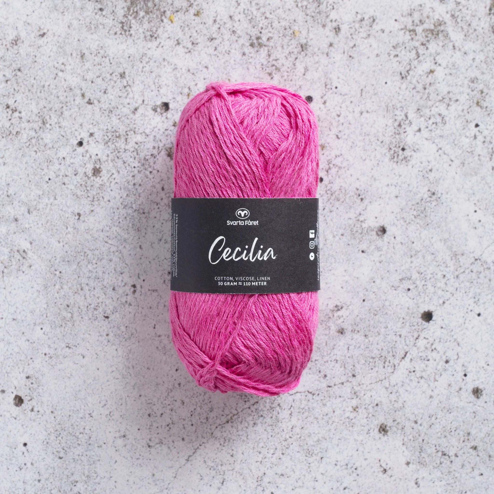 Produktbild för Cecilia Garn Lin- och bomullsmix 50 g Svarta Fåret