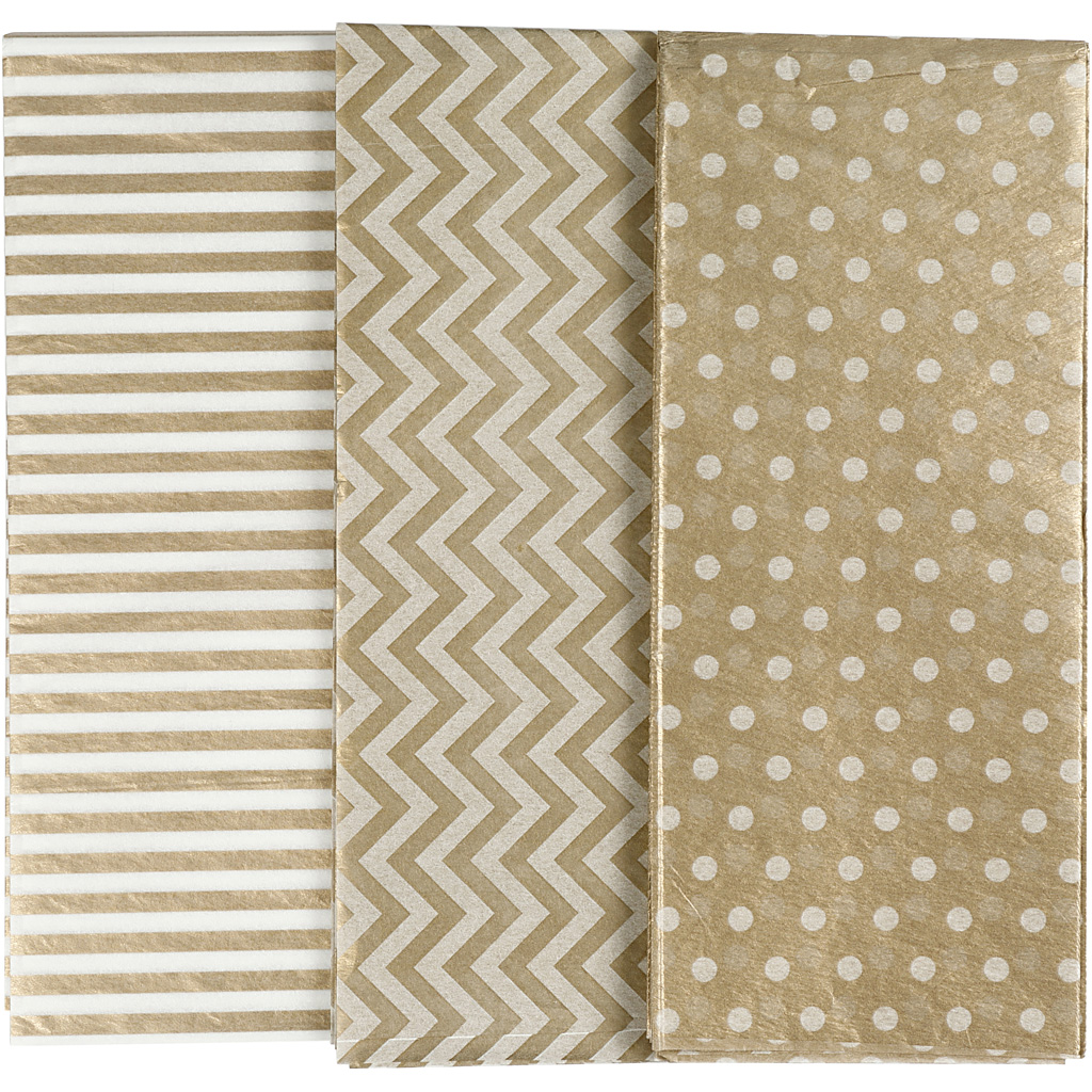 Silkespapper Guld m&ouml;nster 50x70 cm 6-pack