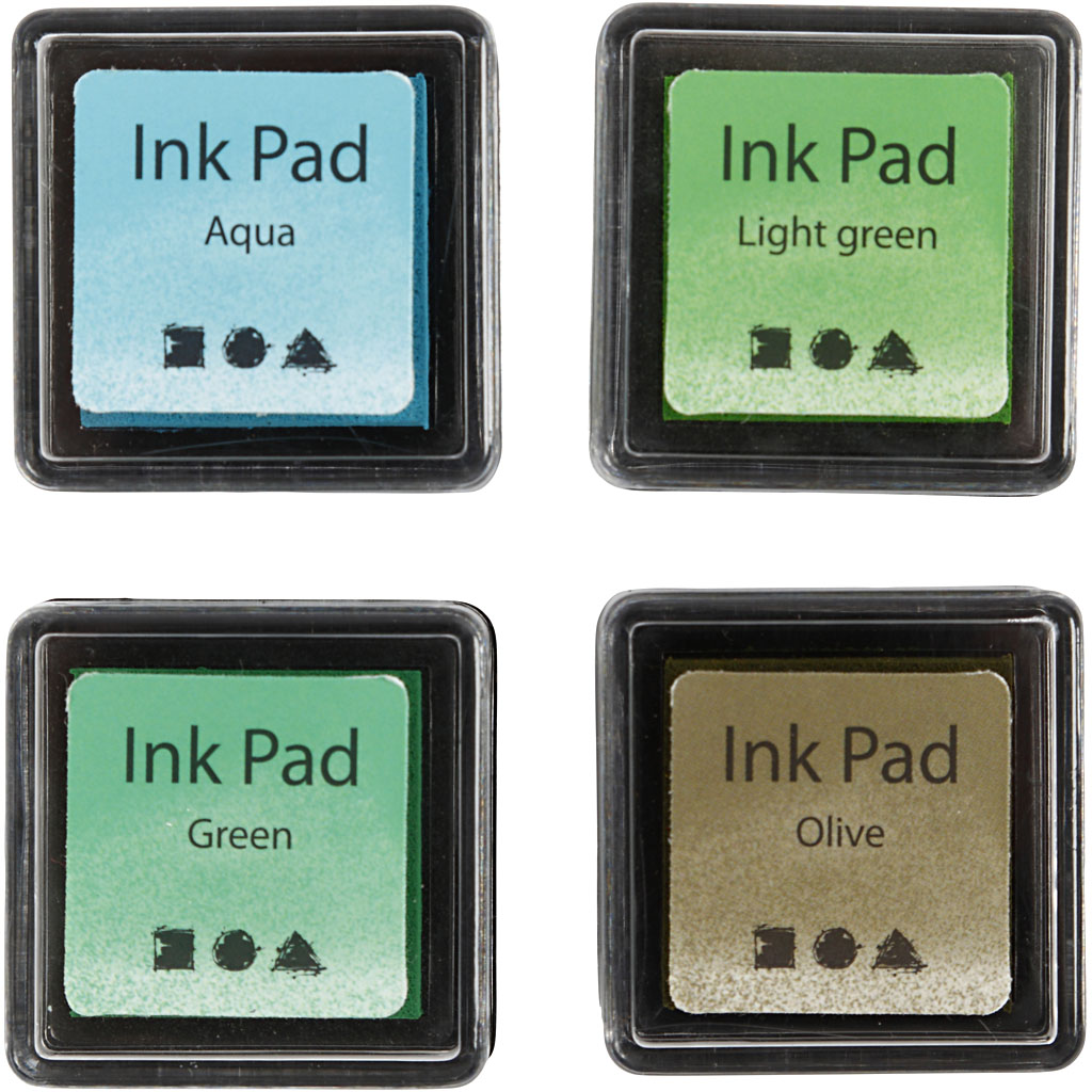 Stämpeldyna Gröna nyanser 3,5x3,5 cm  4-pack