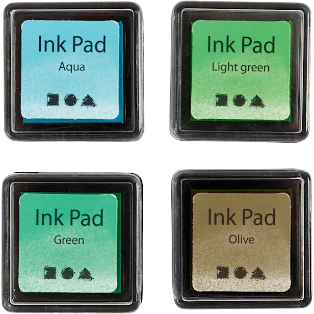 Stämpeldyna Gröna nyanser 3,5x3,5 cm  4-pack