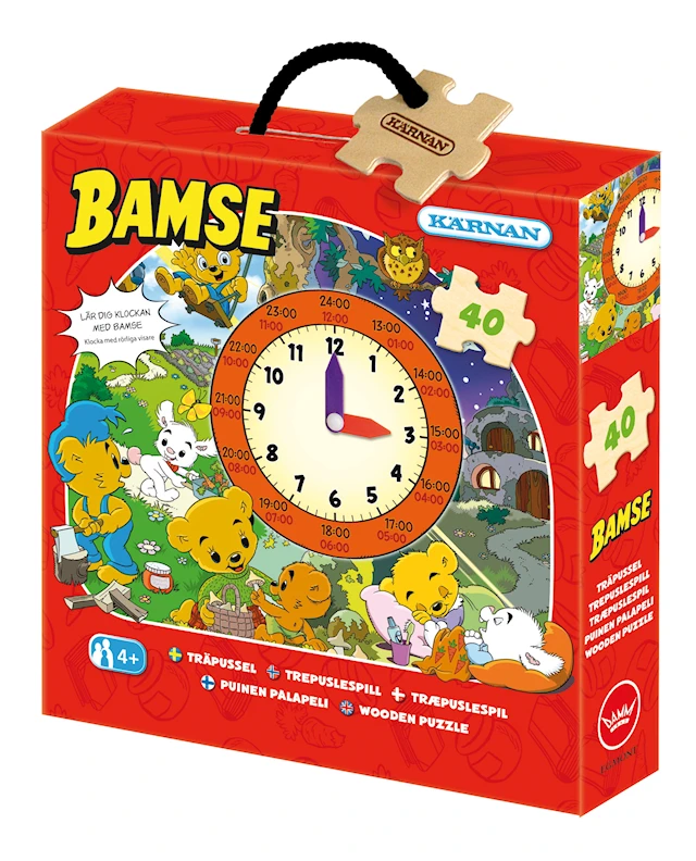 Bamse Klocka TräBarnpussel 40 Bitar Kärnan