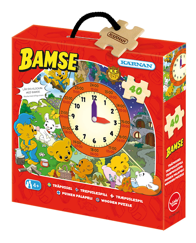 Bamse Klokke Trepuslespill for barn 40 brikker Kärnan