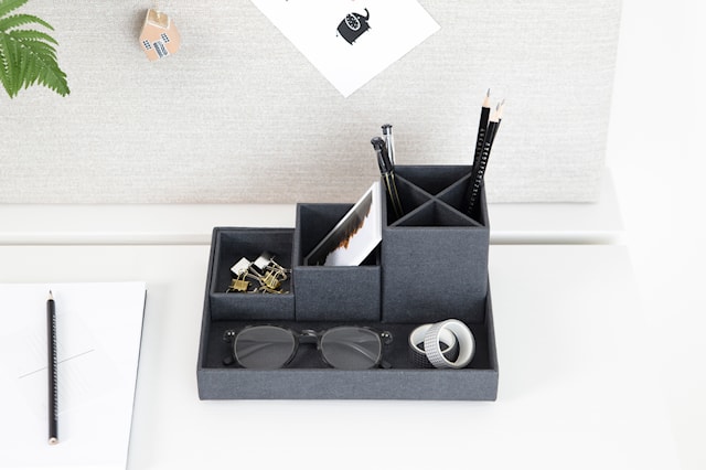 Produktbilde 2 for Skrivebordsoppbevaring 4 deler Black Bigso Box of Sweden