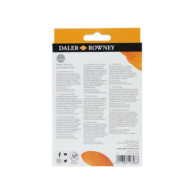 Produktbild 3 för Akrylfärg Neonfärger 6x12 ml Daler-Rowney