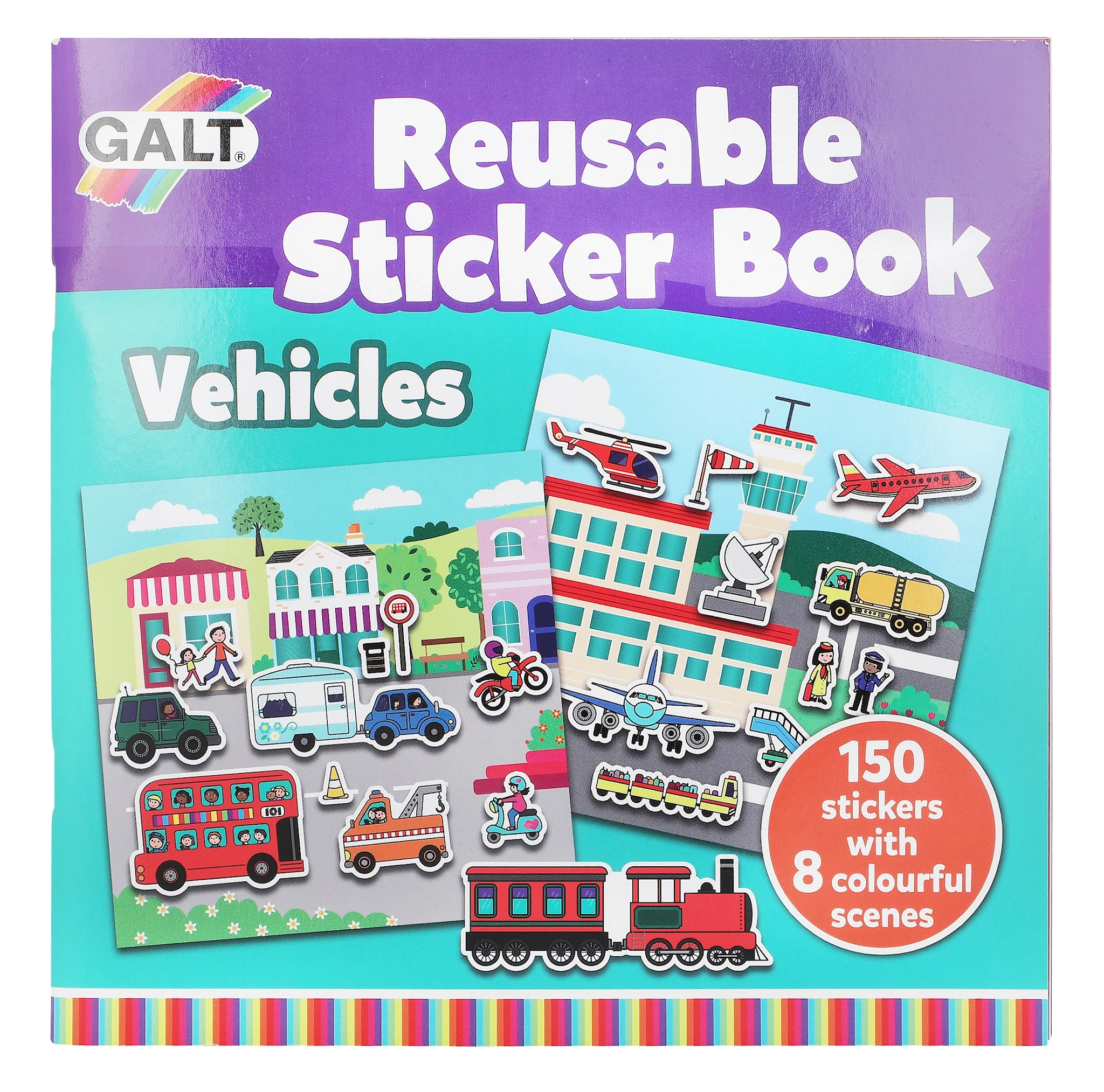 Produktbild för Galt Stickerbok Fordon - Klistermärken Återanvändningsbara