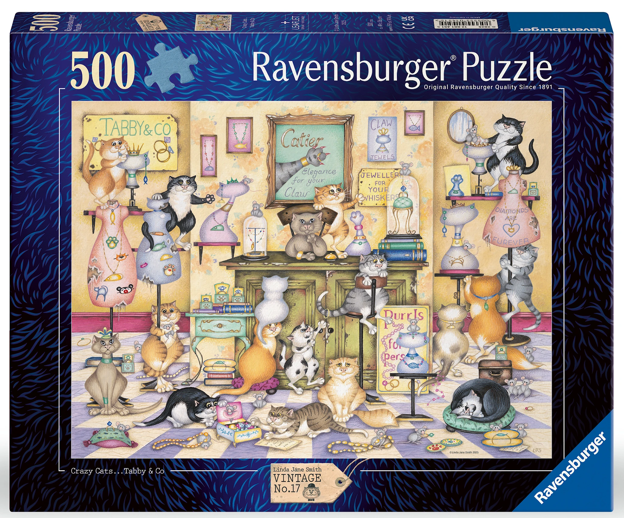 Produktbild för Crazy Cats Taby & Co. Pussel 500 bitar, Ravensburger