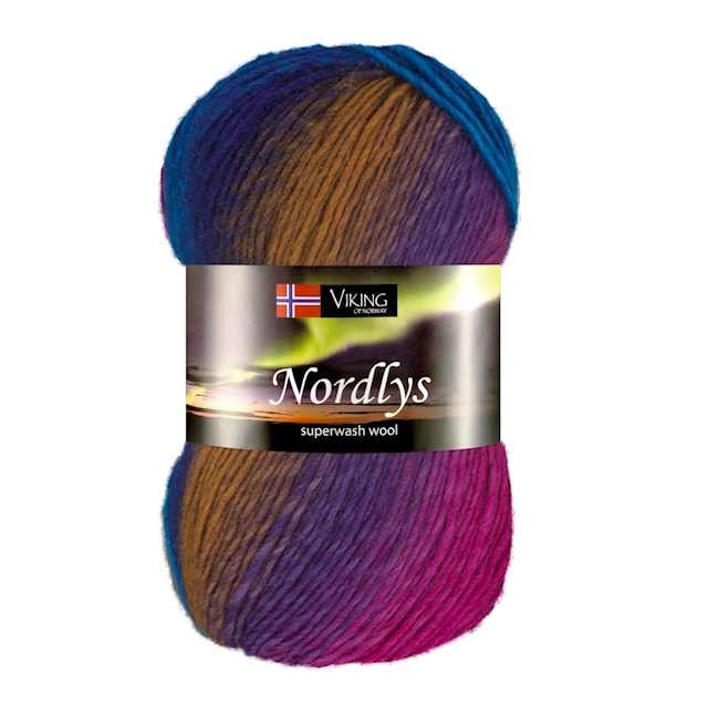 Produktbild 1 för Nordlys Garn Ullmix 100 g Multi grön/rosa 938 Viking Garn