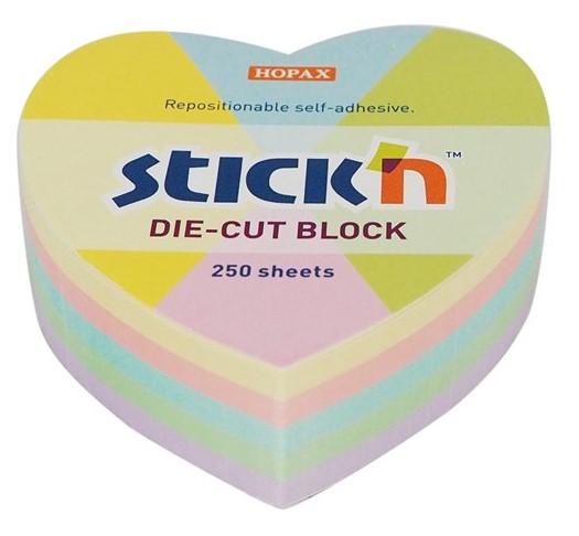 Notisblock Pastell Hjärta 64x67 mm Stick'n