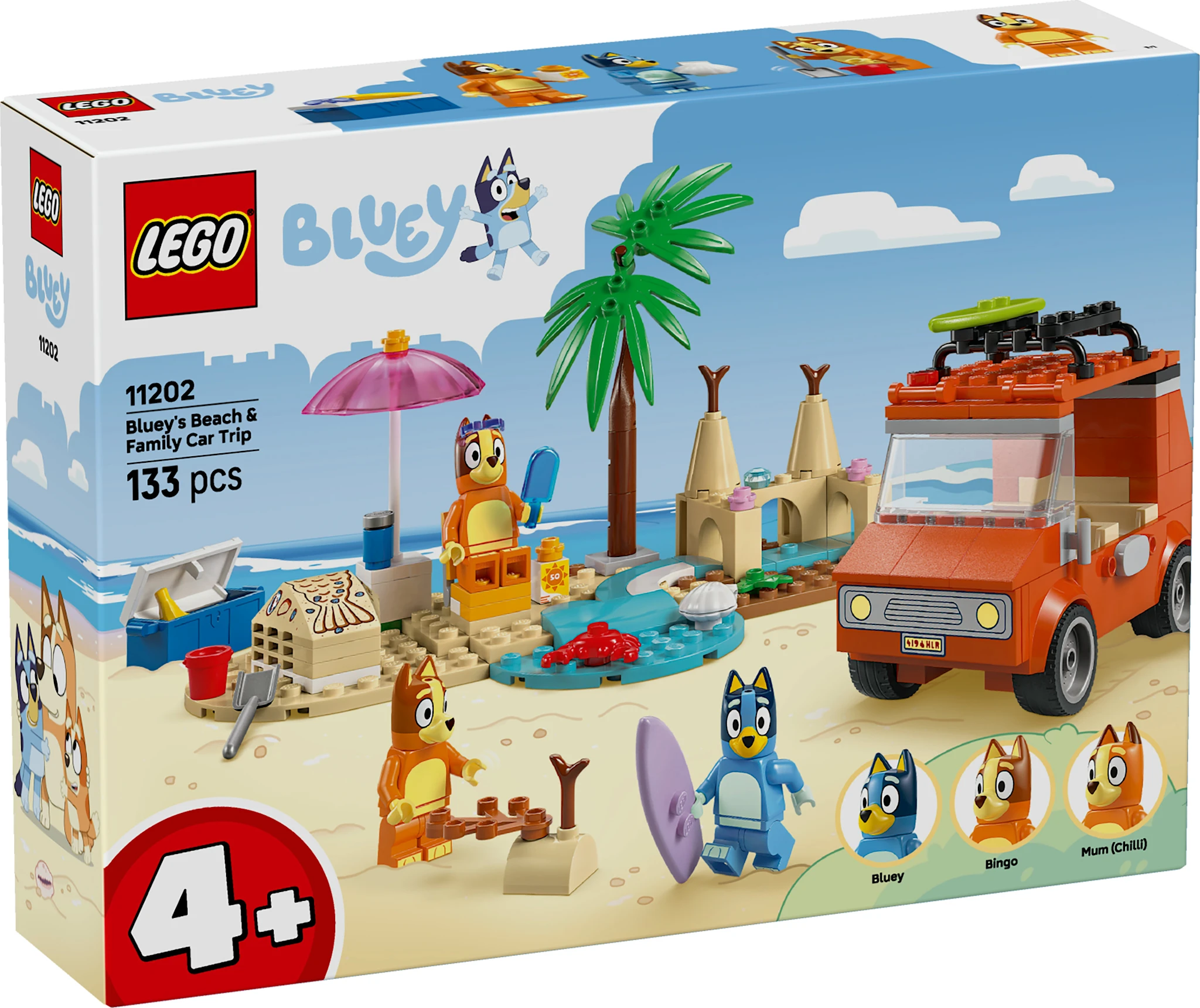Tuotekuva ille Blueyn perheen autoretki rannalle LEGO® Bluey (11202)